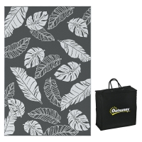 Outsunny Outdoor Wendeteppich, wasserfest, Blattmuster, 182x274cm, Grau/Weiß