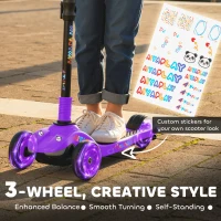 AIYAPLAY Three-Wheel Foldable Electric Scooter for Kids Aged 6-10 Years, Purple(m-4)