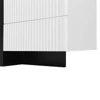 Stylish TV Cabinet with MDF and Particleboard Construction, Soft-Close TV Stand with 3 Doors and 2 Drawers, 190L x 35W x 45H cm, Black+White(m-8)