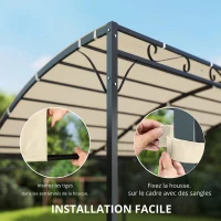 Outsunny Toile de rechange pour pergola, voile d'ombrage pour terrasse, bâche de rechange pour pavillon 3 x 3 m 298 x 293 cm, blanc crème(m-7)