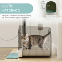 PawHut Arenero para Gatos Caja de Arena Cerrada para Gatos con Bandeja Extraíble Pala y Filtro 43x44x47 cm Verde(m-7)