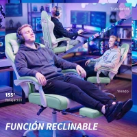 HOMCOM Silla Gamer con Lumbar Masaje Vibración Reclinable 155° Altura Ajustable Reposacabezas y Reposapiés Retráctil Azul(m-5)