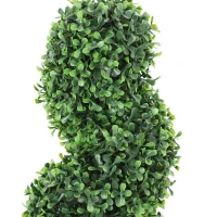 HOMCOM Set of 2 Artificial Plants, Topiary Spiral Boxwood Trees with Pot, for Home Indoor Outdoor Decor, 120cm(m-10)