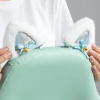 HOMCOM Cat Ear and Paw Reclining Office Chair, with Footrest - Light Blue/White(m-9)
