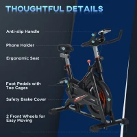 HOMCOM Exercise Bike with Adjustable Resistance 5-Position Seat Heavy-Duty for Indoor Gym Office Black(m-8)