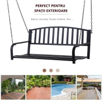 Outsunny Balansoar Suspendat de Gradina din Metal Negru(m-6)