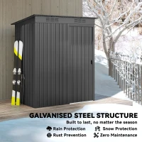 Outsunny 5 x 3.5ft Metal Garden Storage Shed with Effortless Assembly and 2 Pairs of Gloves, Waterproof Outdoor Shed, Dark Grey(m-5)