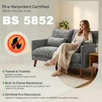 HOMCOM 2 Seater Sofa, Loveseat Sofa with Spring Cushions, Wide and Deep Seat, Wood Legs, Grey(m-7)