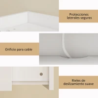 HOMCOM Juego de 2 Mesitas de Noche Flotantes con Estación de Carga Cajón Estante Abierto 40x29x29 cm Blanco(m-7)