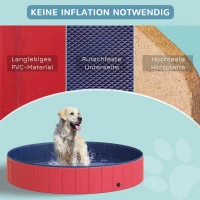 Pawhut hondenbad hondenzwembad waterbak zwembad Ø80 / 120 / 160 cm blauw/rood(m-7)