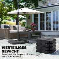 Outsunny Schirmgewicht, 4-tlg. Schirmständer, mit 80 kg Wasser oder 120 kg Sand befüllbar, HDPE, Schwarz, 100 x 100 x 9,5 cm(m-4)