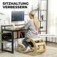 HOMCOM Ergonomiczny stołek kolanowy z 6 pozycjami regulacji, drewniana baza Kremowo-biały(m-4)