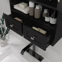 kleankin Armoire murale de salle de bain, armoire de toilette, avec portes, étagère, 2 tiroirs, 50,8l x 17,8P x 66H cm, noir(m-7)