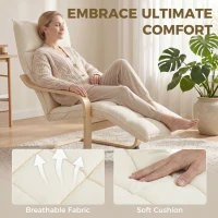 HOMCOM Modern Accent Chair, Leisure Lounge Chair Armchair with Footrest, Plush Cushion, Curved Legs and Arms, Cream White(m-4)