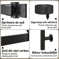 HOMCOM Ușă Culisantă Interior Rustică cu Șină Silențioasă, Kit Feronerie și Mâner, Alb(m-6)