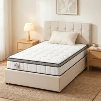 HOMCOM Colchón 90 x 190 cm, 20cm de espesor, colchón de muelles ensacados 7 zonas con espuma viscoelástica con gel refrescante(m-5)