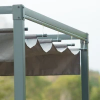 Outsunny 4 x 3(m) Metal Outdoor Pergola with Retractable Roof, Outdoor Gazebo with Drainage Holes for Garden, Patio, Lawn, Grey(m-7)
