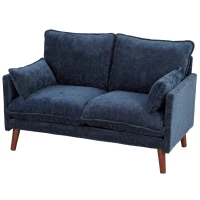 HOMCOM 2 Seater Sofa, Loveseat Sofa with Spring Cushions, Wide and Deep Seat, Wood Legs, Blue(m-11)