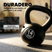HOMCOM Pesa Rusa de 14 kg Kettlebell Relleno de Arena con Mango Ancho Antideslizante para Entrenamiento 26x18x32 cm Negro(m-5)