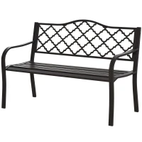 Outsunny Panca 3 Posti da Giardino e Terrazza, Stile Country Chic, in Metallo Epossidico Anticorrosione e Ghisa, 128x60x89 cm, Marrone(m-7)