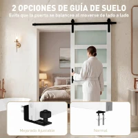 HOMCOM Puerta Corredera Interior 71x213 cm con Kit de Montaje, MDF y Vidrio Esmerilado, Riel y Herrajes, Blanco(m-5)