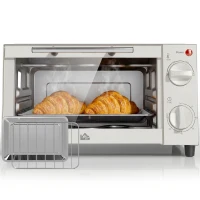 HOMCOM Mini Forno Elétrico 9L com Temperatura Ajustável até 230°C Temporizador 60 min e Bandeja para Assar 35x24,6x20 cm Creme(m-11)
