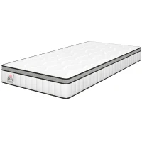 HOMCOM Saltea 90 x 190 cm, grosime 20cm, saltea cu arcuri ensachate 7 zone spumă cu memorie infuzată cu gel răcoritor(m-7)