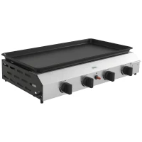 Outsunny Plancha a Gas con 4 Bruciatori 9,6 kW in acciaio inox smaltato, 77x44.5x19 cm, Argento(m-8)