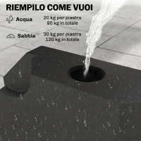 Outsunny Base per Ombrellone a Braccio da 4 Pezzi Riempibile con Acqua o Sabbia per Basi a Croce da 100x100cm, Nero(m-5)