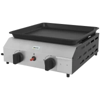 Outsunny Plancha a Gas 2 Bruciatori in Acciaio Inox Smaltato Antiaderente, 44x44.5x19 cm, Argento(m-7)
