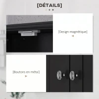 kleankin Armoire murale de salle de bain, armoire de toilette, avec portes, étagère, 2 tiroirs, 50,8l x 17,8P x 66H cm, noir(m-6)