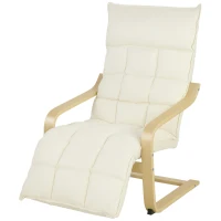 HOMCOM Modern Accent Chair, Leisure Lounge Chair Armchair with Footrest, Plush Cushion, Curved Legs and Arms, Cream White(m-11)