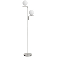 HOMCOM LED Floor Lamp, Modern Standing Lamp with 3 Colour Temperatures, Globe Glass Shades and Foot Switch, Silver Tone