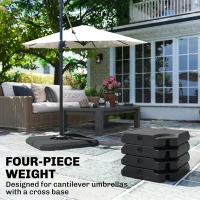 Outsunny Set of 4 Parasol Base Stand Weights for Cantilever Parasols, Water and Sand Filled, Up to 120kg, Black(m-4)