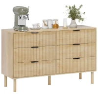 HOMCOM Cajonera 6 Cajones en Madera para Dormitorio y Recibidor Estilo Nórdico, 120x39,5x75 cm, Roble(m-6)