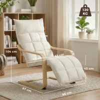 HOMCOM Modern Accent Chair, Leisure Lounge Chair Armchair with Footrest, Plush Cushion, Curved Legs and Arms, Cream White(m-3)