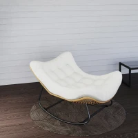 Outsunny Poltrona a Dondolo da Giardino con Cuscino Imbottito, Sedia a forma d'uovo in resina intrecciata, 98x111x74 cm, Crema(m-5)