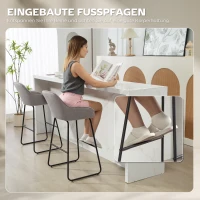 HOMCOM 2er-Set Barstühle, Barhocker mit Stoffbezug und Schaumstoffpolsterung, Polsterhocker mit Metallbeinen, Grau(m-6)