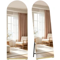 HOMCOM Espejo de Cuerpo Entero Curvado 160x50 cm sin Marco Base de Madera Espejo de Pie Transparente(m-10)