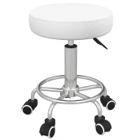 Vinsetto Scaun de salon, reglabil pe înălțime, piele ecologică, până la 110 kg, Ø42x50-64H cm, Alb(m-6)