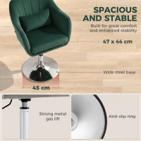 HOMCOM Retro Velvet Swivel Tub Chair with Steel Frame, Cushion Seat, Dark Green(m-5)