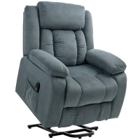 HOMCOM Fotoliu cu funcție de ridicare și tapițerie moale, fotoliu recliner cu telecomandă și buzunare laterale, gri(m-1)