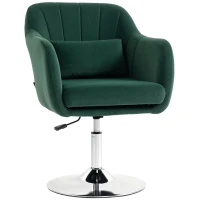 HOMCOM Retro Velvet Swivel Tub Chair with Steel Frame, Cushion Seat, Dark Green(m-1)