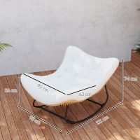 Outsunny Poltrona a Dondolo da Giardino con Cuscino Imbottito, Sedia a forma d'uovo in resina intrecciata, 98x111x74 cm, Crema(m-3)