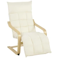 HOMCOM Modern Accent Chair, Leisure Lounge Chair Armchair with Footrest, Plush Cushion, Curved Legs and Arms, Cream White(m-1)