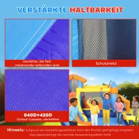 AIYAPLAY 8-in-1 Hüpfburg mit Gebläse Rutsche Planschbecken Trampolin Kletterwand für Indoor Outdoor 350x325x210cm Mehrfarbig(m-5)