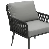 Outsunny Rattan Garden Furniture Set, 4 Piece Outdoor Patio Furniture with Tempered Glass Table and Chairs, Indoor Balcony Conservatory Set(m-12)