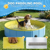 PawHut Foldable Dog Pool for Puppies and Ducks Dog Paddling Pool Bath Tub, Blue, 100 x 30 cm(m-4)