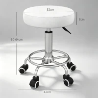 Vinsetto Scaun de salon, reglabil pe înălțime, piele ecologică, până la 110 kg, Ø42x50-64H cm, Alb(m-3)