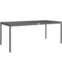 Outsunny Tavolo da Pranzo a Doghe Rettangolare per Giardino in Acciaio, 186x90x74 cm, Grigio Scuro
